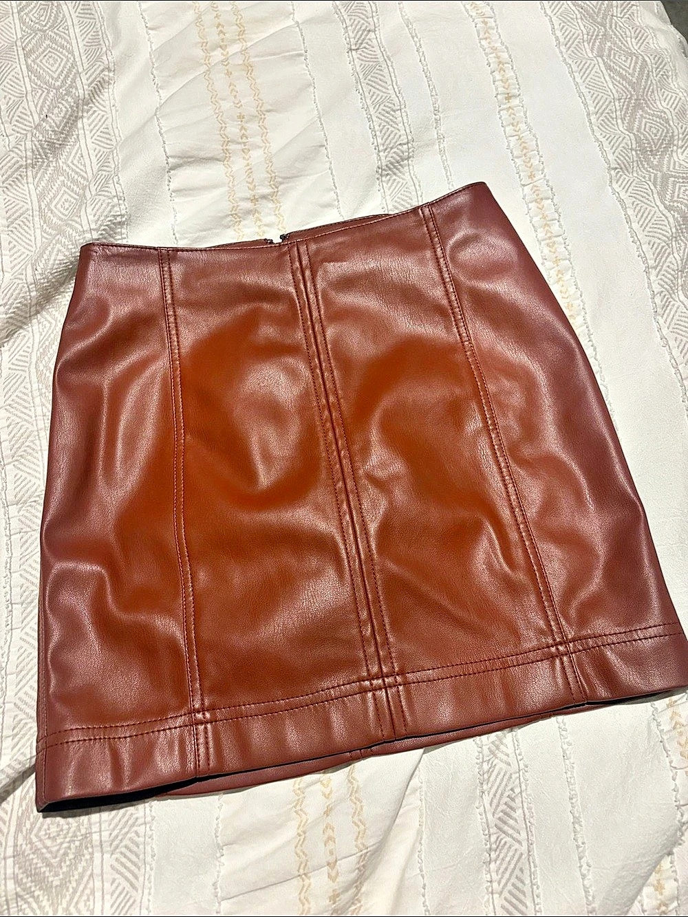 Free People Modern Femme Vegan Leather Skirt Brown